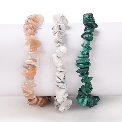 Chip Natural Gemstone Beaded Stretch Bracelets Sets X-BJEW-JB05699-1