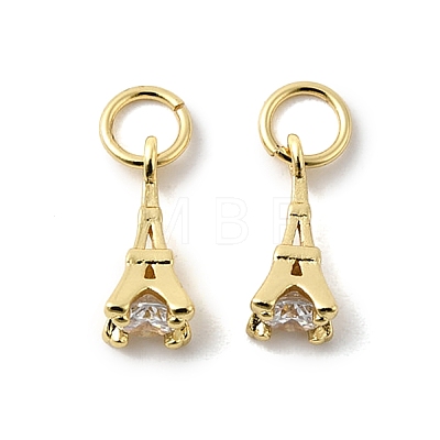 Brass Micro Pave Cubic Zirconia Charms ZIRC-G133-04G-1-1