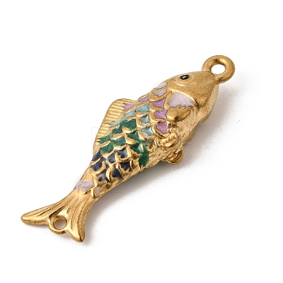 304 Stainless Steel Enamel Fish Connector Charms STAS-B128-55G-05-1
