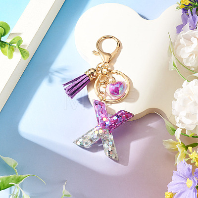 Alloy Resin Heart Keychains KEYC-TADJ0002-01G-X-1