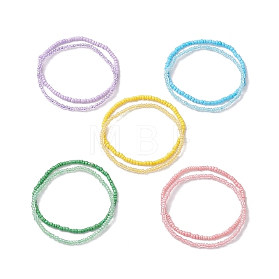 10Pcs 5 Colors Glass Seed Beaded Stretch Bracelet Sets BJEW-JB10582-1