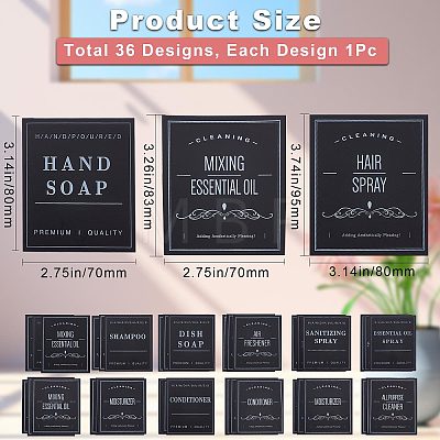 3 Bags 3 Styles PVC Adhesive Bathroom Sorting Storage Stickers STIC-CP0001-04A-1
