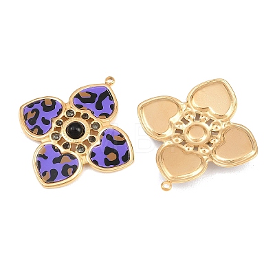304 Stainless Steel & Resin & Natural Obsidian & Rhinestone Pendants STAS-G394-13G-02-1