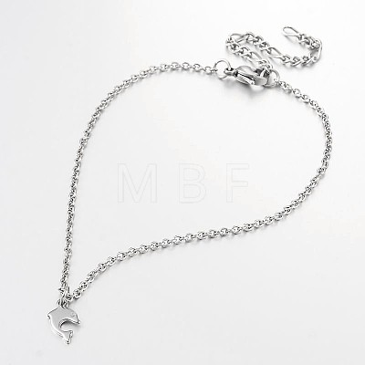 Mixed Shape Stainless Steel Pendant Anklets AJEW-AN00104-1