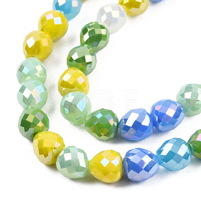 Electroplate Opaque Solid Color Glass Beads Strands EGLA-N002-26-06-1