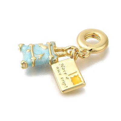 Brass Enamel European Dangle Charms KK-R002-22G-03-1