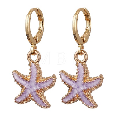 Alloy Enamel Starfish Hoop Earrings EJEW-JE06139-1