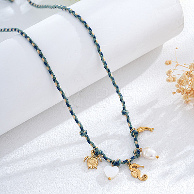 Summer Beach Braided Rope Bib Necklaces SZ6362-5-1