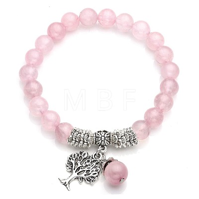 8mm Natural Rose Quartz Stretch Bracelets ME8493-6-1