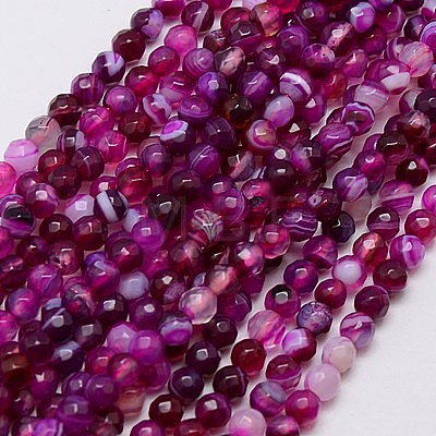 Natural Striped Agate/Banded Agate Beads Strands G-G581-4mm-13-1