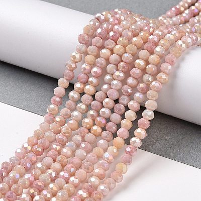 Faceted Electroplated Glass Beads Strands GLAA-C023-02-C10-1