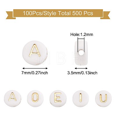 500Pcs 5 Style Plating Acrylic Beads PACR-BY0001-01-1