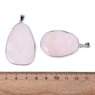 Natural Rose Quartz Pendants G-N362-04P-04-1