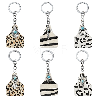 Cowhide Leather & Alloy Keychain KEYC-YW00093-01-1