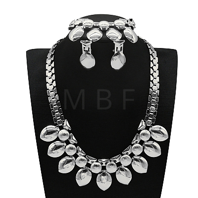 Alloy Chain Necklaces & Stud Earrings & Bracelets Sets FS-WG5EDEB-07-1