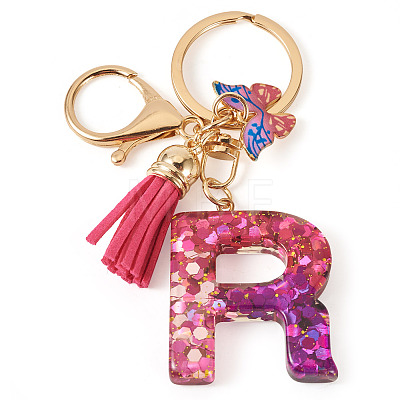 Alloy Resin Butterfly Keychains KEYC-TADJ0002-02G-R-1