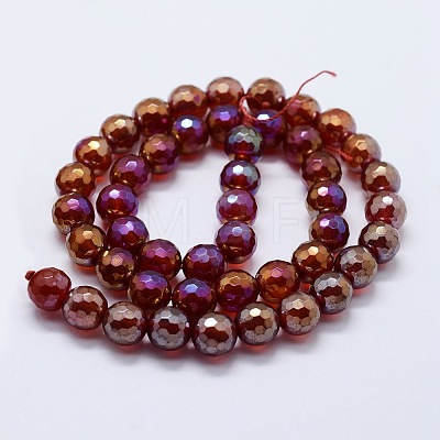 Electroplated Natural Agate Beads Strands G-G749-01A-8mm-1