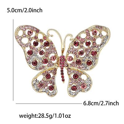 Butterfly Alloy Rhinestone Brooches PW-WG40679-01-1