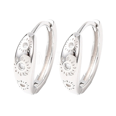 Fireworks 925 Sterling Silver Micro Pave Clear Cubic Zirconia Hoop Earrings EJEW-K317-02P-1