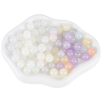 160Pcs Transparent Glass UV Reactive Beads DGLA-PA0001-10A-1