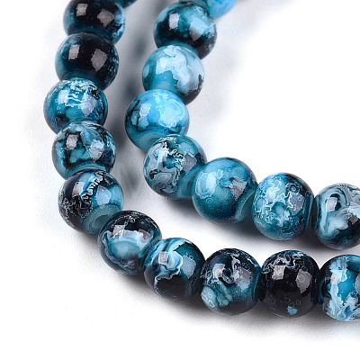 Baking Paint Glass Beads Strands LS-DGLA-N003-6mm-A08-1