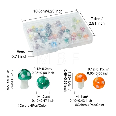 10 Colors Mushroom Handmade Lampwork Beads LAMP-FS0001-15-1