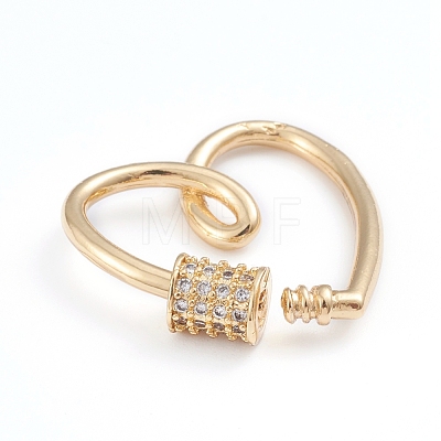 Brass Micro Pave Clear Cubic Zirconia Screw Carabiner Lock Charms X-ZIRC-I041-01G-1