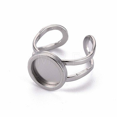 201 Stainless Steel Cuff Pad Ring Settings STAS-S080-040A-P-1