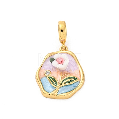 Brass Enamel Pendants KK-S502-04G-B-1