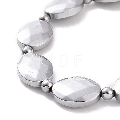 Synthetic Hematite Oval Beaded Stretch Bracelet for Men Women G-C006-12-1
