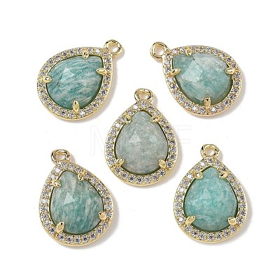 Natural Amazonite Faceted Teardrop Pendants G-U028-02G-04-1