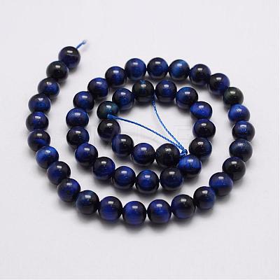 Natural Tiger Eye Bead Strands G-P230-08-B-8mm-1