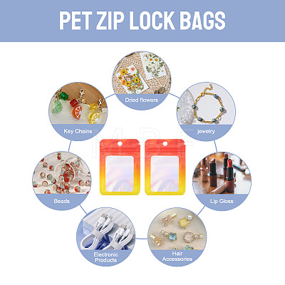 60Pcs Rectangle Glitter Holographic Plastic Resealable Packaging Bags ABAG-TA0001-97A-02-1