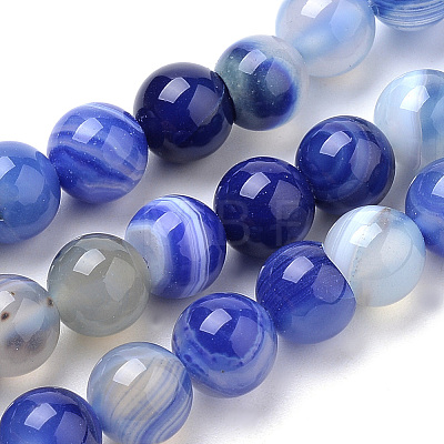 Natural Striped Agate/Banded Agate Beads Strands X-G-S259-04B-8mm-1