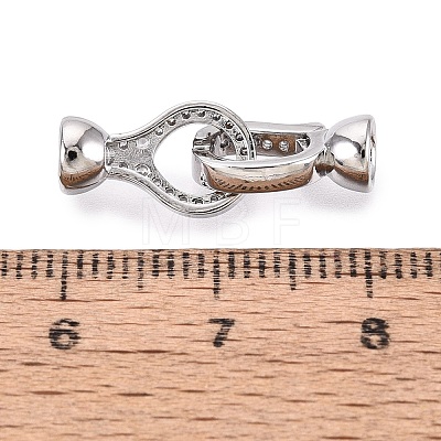 Brass Micro Pave Clear Cubic Zirconia Fold Over Clasps KK-Q074-15P-1