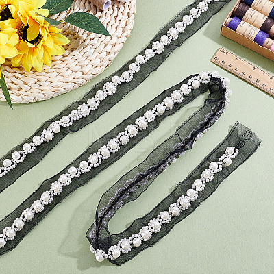 2Yards Netting Fabric Beaded Trim Ribbon OCOR-ME0001-64A-02-1