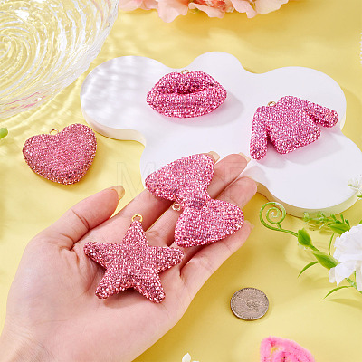 5Pcs 5 Styles Handmade Polymer Clay Pendants RB-BT0001-05A-1