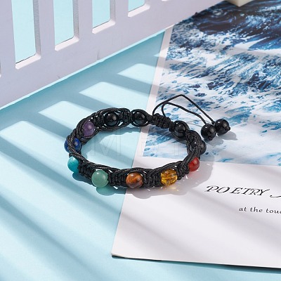 Round Natural & Synthetic Mixed Gemstone Braided Bead Bracelet BJEW-TA00131-1