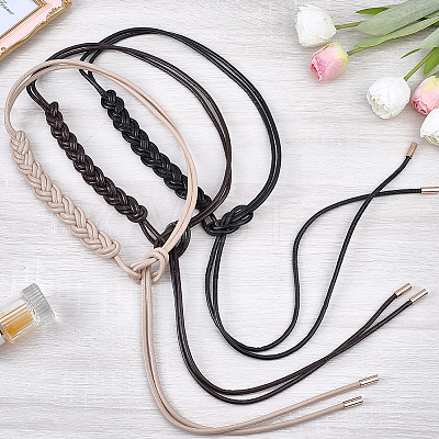 3Pcs 3 Colors PU Leather Rope Knot Tie Waist Belly Belts for Women AJEW-CL0003-71B-1
