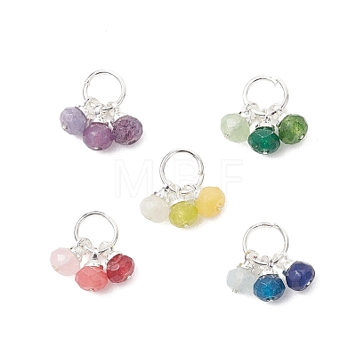 5Pcs 5 Colors Dyed Natural Malaysia Jade Pendants PALLOY-JF05176-02-1