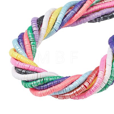 10 Strands 10 Colors Handmade Polymer Clay Beads Strands CLAY-CJ0001-75-1