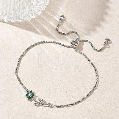 Adjustable Brass Micro Pave Clear Cubic Zirconia Box Chain Slider Bracelets BJEW-C156-09P-01-1