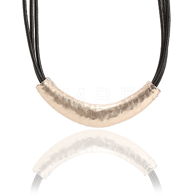 Alloy Curved Tube Pendant Black Cord Multi-strand Necklaces for Women FS-WGCA1C9-02-1