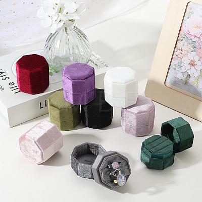 Velvet Cover Plastic Couple Ring Box VBOX-WH20003-001D-1