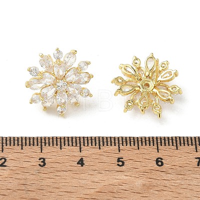Snowflake Brass & Clear Cubic Zirconia Stud Earrings KK-CBA36A2-04G-1