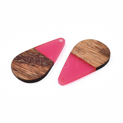 Transparent Resin & Walnut Wood Pendants RESI-N025-030-C06-1