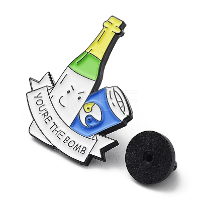 Bottle & Can & Word You're The Bomb Enamel Pins JEWB-P020-B05-1