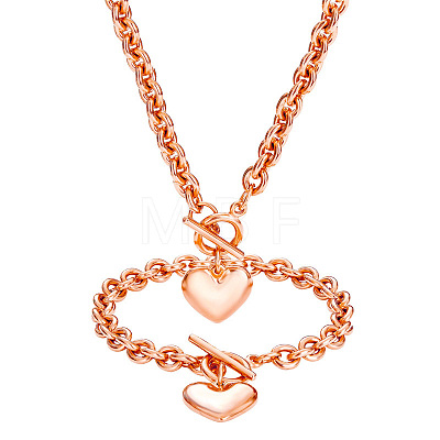 Heart Stainless Steel Pendant Necklaces & Charm Bracelets Sets FS-WG8EF15-03-1