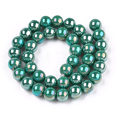 Electroplate Opaque Glass Beads Strands GLAA-T032-P10mm-AB12-1