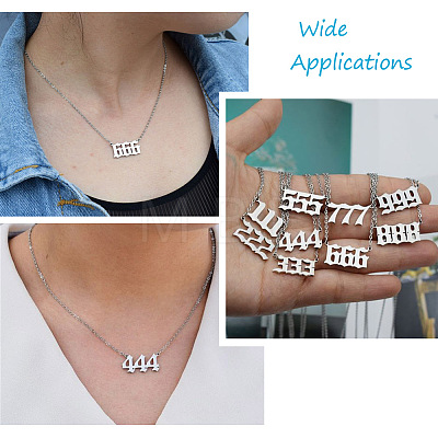 Kissitty 9Pcs 9 Style Angel Number Necklace NJEW-KS0001-04-1